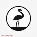 Flamingo icon, minimalistic vector illustration, symbol of bird Royalty Free Stock Photo