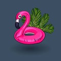 Flamingo inflatable pool float. Vector illustration.