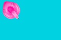 Flamingo isolated. Inflatable ring toy isolated on blue background. Summer pool.