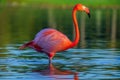 Flamingo in lake, beautful sunset shot Royalty Free Stock Photo