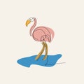 Flamingo Line Art. Hand drawn vector illustration in doodle style