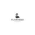 Flamingo logo icon in trendy minimal line linear style