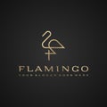 Flamingo logo. Luxury simple design. Vector line drawing template