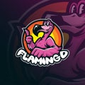 flamingo mascot logo design with modern illustration concept style for badge, emblem and t shirt printing. smart flamingo Royalty Free Stock Photo