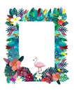 Flamingo Nature Papercraft Leaves Plants Concept