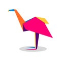 Flamingo origami. Abstract colorful vibrant Flamingo logo design. Animal origami. Vector illustration