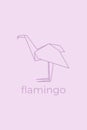 flamingo origami. Abstract line art flamingo logo design. Animal origami. Animal line art. Pet shop outline illustration. Vector