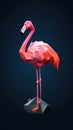 Flamingo Origami Geometric Art on Dark Background.