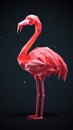 Flamingo Origami Geometric Art on Dark Background.