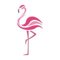 Flamingo pink bird silhouette drawn on a white isolated background. Tattoo, creative logo for the company, travel agency, emblem Royalty Free Stock Photo