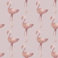 Flamingo. Rose gold. Elegant vector pattern