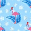 Flamingo winter tropical seamless pattern.