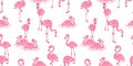 Flamingo seamless pattern vector pink Flamingos exotic bird tropical summer scarf isolated tile background repeat wallpaper cartoo Royalty Free Stock Photo