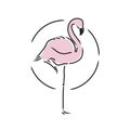 Flamingo staying on one leg vector
