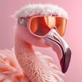 a flamingo staying snug in a trendy peach Ski Goggles