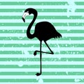 Flamingo on stripey background Royalty Free Stock Photo