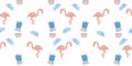flamingo summer pattern. Trendy exotic tropical pastel colors background seamless drawing