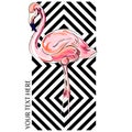 Flamingo vector illustration. Pink modern bird isolated on Diamonds white and black background
