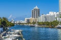 Flamingo Waterway Reflections Apartment Buildings Miami Beach Florida Royalty Free Stock Photo