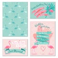 Flamingo wedding invitation cards Royalty Free Stock Photo