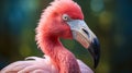 Flamingo Closeup: Eye-catching Pink Birds In The Style Of John Wilhelm