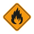 Flammable danger orange sign on a white background