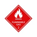 Flammable gas Warning Sign vector illustration, placards class 2. Flammable gas caution sign Royalty Free Stock Photo