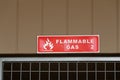 Flammable gas warning sign on a wall Royalty Free Stock Photo