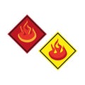Flammable hazard symbols. Fire danger warning signs. Safety and caution labels. Vector illustration. EPS 10. Royalty Free Stock Photo
