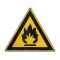 Icon flammable. Yellow triangle. Isolated