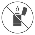 Flammable items prohibited sign solid icon, security check concept, lighter forbidden vector sign on white background Royalty Free Stock Photo