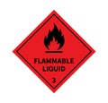 Flammable liquid sign on white background. Danger sign. Label, Sticker, Symbol. Vector illustration Royalty Free Stock Photo