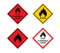 Flammable liquid sign on white background. Danger sign. Label, Sticker, Symbol. Vector illustration Royalty Free Stock Photo