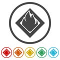 Flammable material warning glyph ring icon, color set Royalty Free Stock Photo