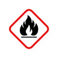 Flammable material warning glyph symbol isolated on white Royalty Free Stock Photo