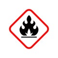 Flammable material warning glyph symbol isolated on white Royalty Free Stock Photo