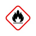 Flammable material warning glyph symbol isolated on white Royalty Free Stock Photo