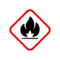 Flammable material warning glyph symbol isolated on white Royalty Free Stock Photo