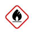 Flammable material warning glyph symbol isolated on white Royalty Free Stock Photo