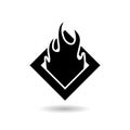 Flammable material warning glyph symbol with shadow Royalty Free Stock Photo