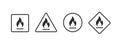 Flammable materials warning sign. Flammable substances icons set. Vector illustration Royalty Free Stock Photo