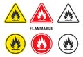 Flammable packaging icon. Flame fire logo symbol. Warning danger sign. Vector illustration image. Isolated on white background Royalty Free Stock Photo