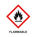 Flammable packaging icon. Flame fire logo symbol. Warning danger sign. Vector illustration image. Isolated on white background Royalty Free Stock Photo