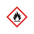 Flammable packaging icon. Flame fire logo symbol. Warning danger sign. Vector illustration image. Isolated on white background Royalty Free Stock Photo