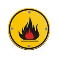 Flammable round yellow sign