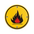 Flammable round yellow sign Royalty Free Stock Photo