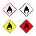Flammable sign, fire icon, hazard symbol Royalty Free Stock Photo