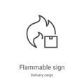 flammable sign icon vector from delivery cargo collection. Thin line flammable sign outline icon vector illustration. Linear Royalty Free Stock Photo