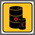 flammable storage tanks, flammable storage areas,sign caution.