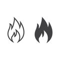 Flammable symbol line and glyph icon Royalty Free Stock Photo